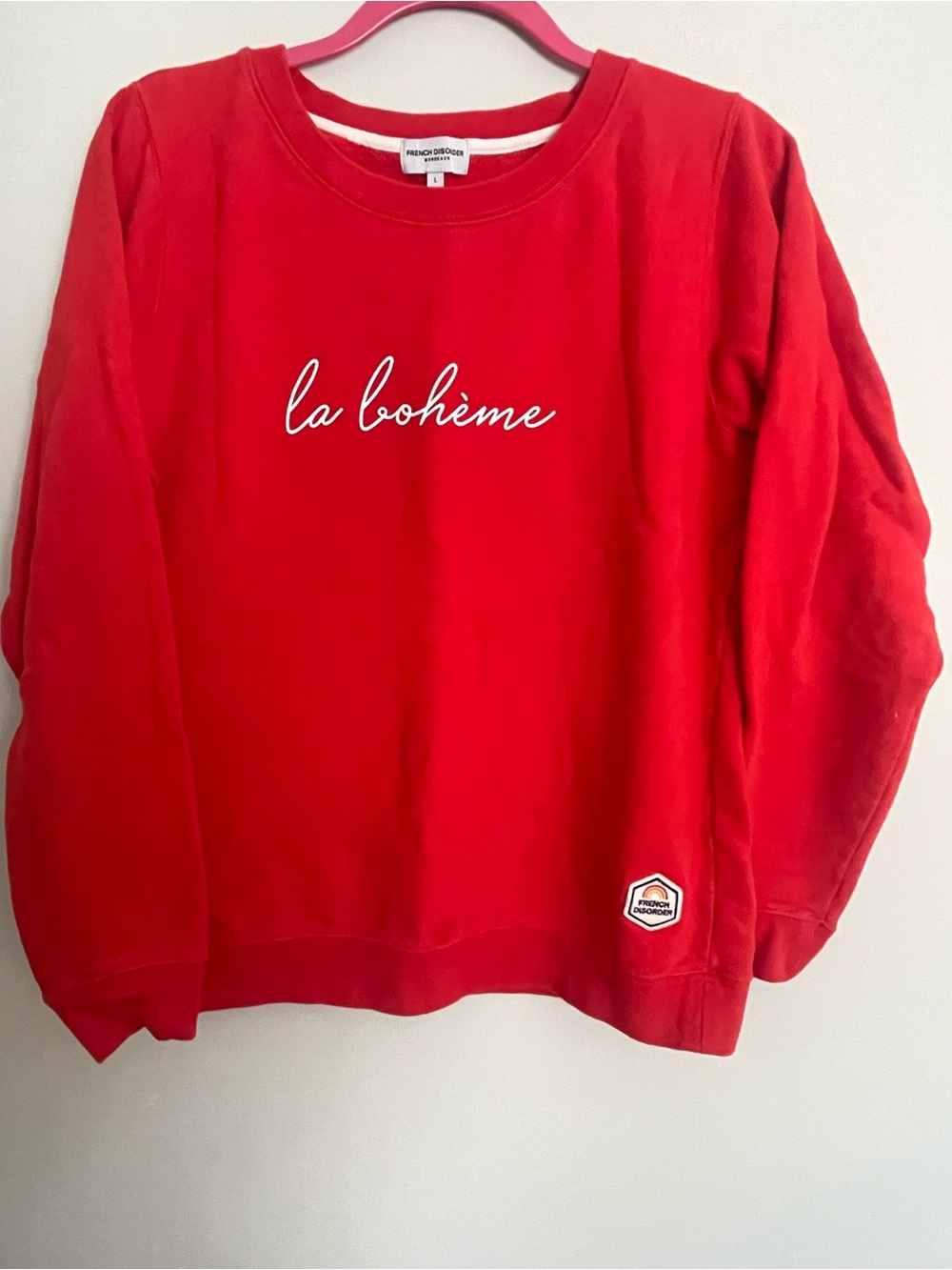 French Disorder Red 'la bohème' Crewneck Sweatshirt 100% Cotton